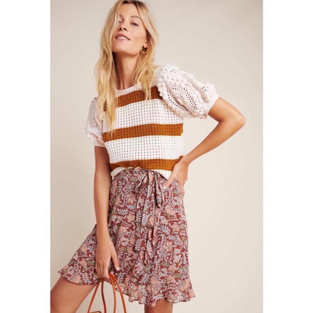 Anthropologie Luca Printed Faux Wrap Skirt